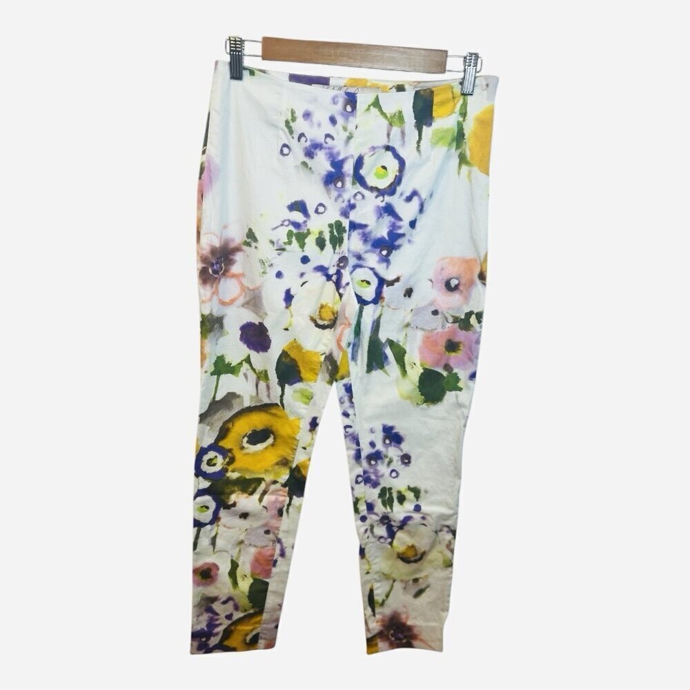 Lela Rose Women’s Floral Cropped Pants Size 4 Silk Lined Light Stretch Cotton
